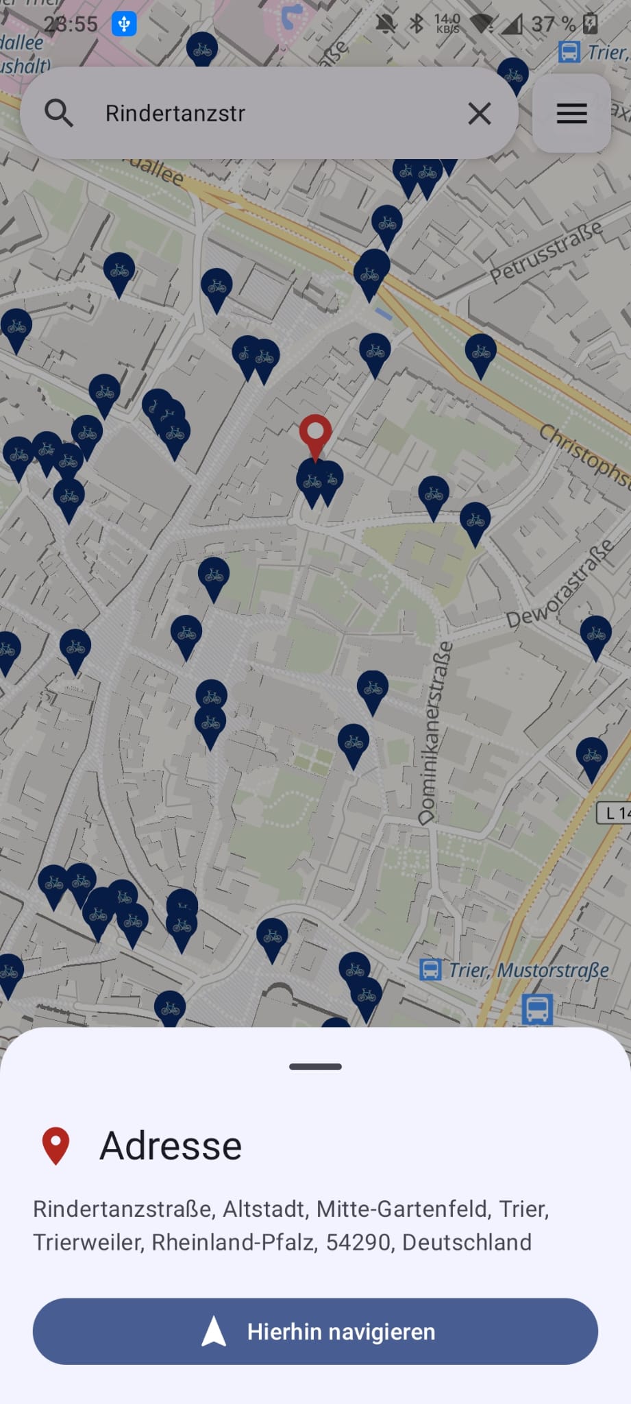 VeloSpot found location with navigation sheet