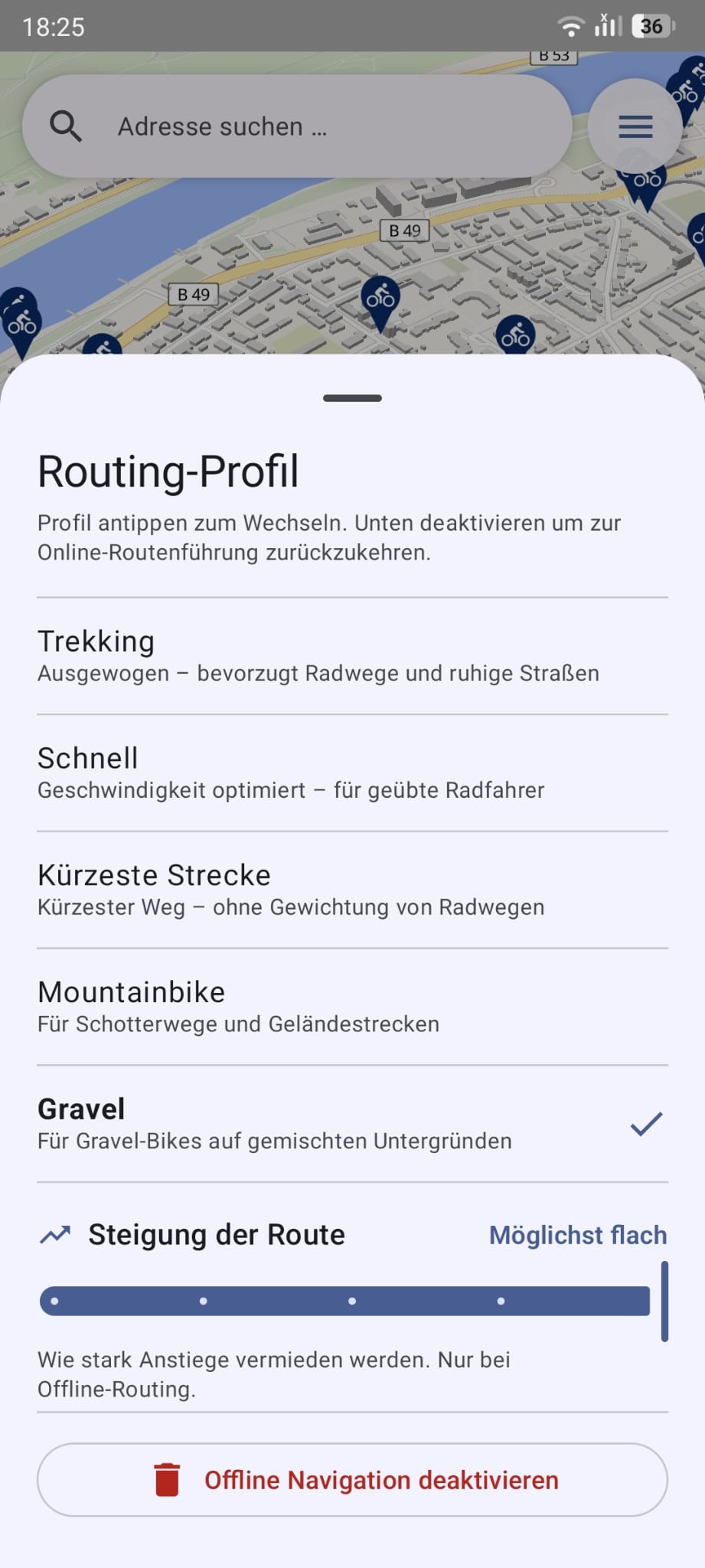 VeloSpot bike routing profile picker